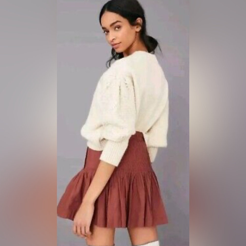 Anthropologie Rust Red A-Line Cotton Skirt - Picture 8 of 8